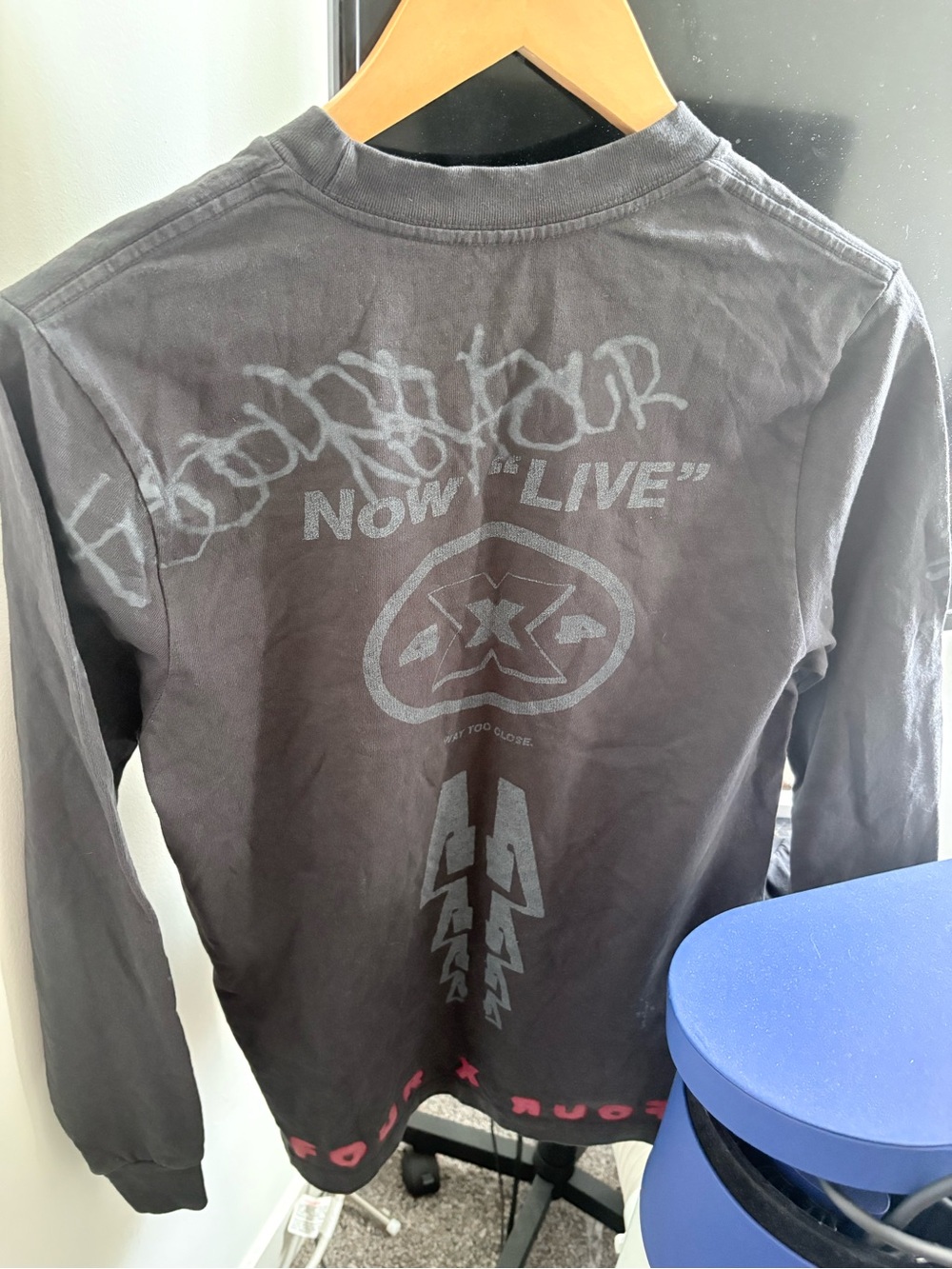 Travis Scott  Long-Sleeve Tee - Charcoal with Faded Gray Graphics